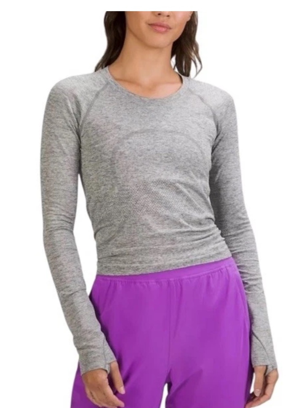 Lululemon Swiftly Tech Long Sleeve Shirt Gray Size 4 / Waist Length Fitted Gym